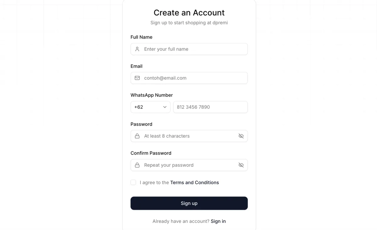 dpremi account registration page